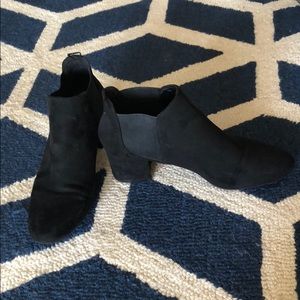 Black faux suede booties
